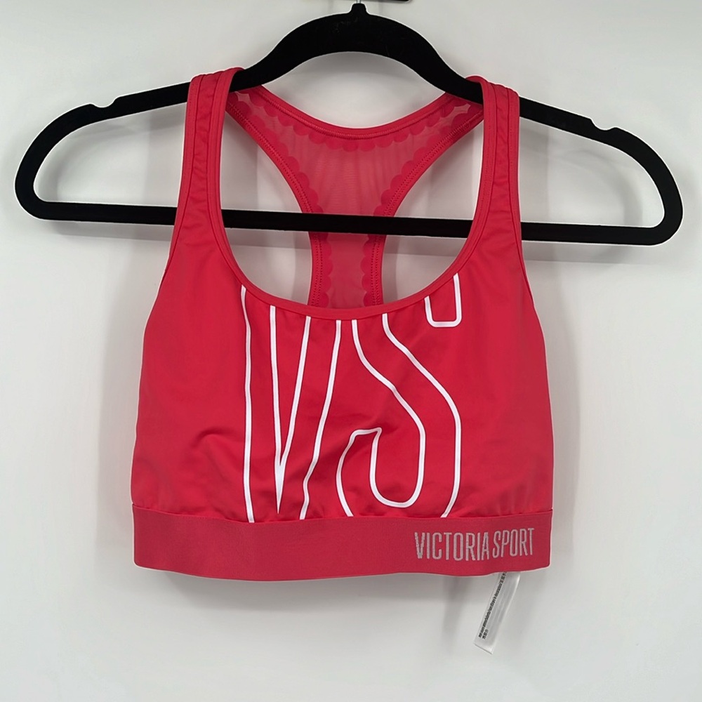 Victorias Secret Sport Pink White Logo The Player Sports Bra Size Large